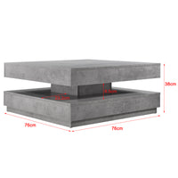 Tavolino da Caffè Florenz con Piano Girevole per Salotto Soggiorno 76 x 76 x 38 cm - Effetto Cemento [en.casa]