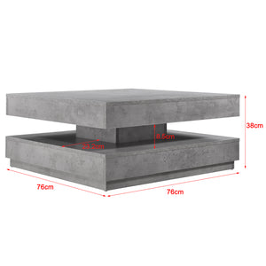 Tavolino da Caffè Florenz con Piano Girevole per Salotto Soggiorno 76 x 76 x 38 cm - Effetto Cemento [en.casa]