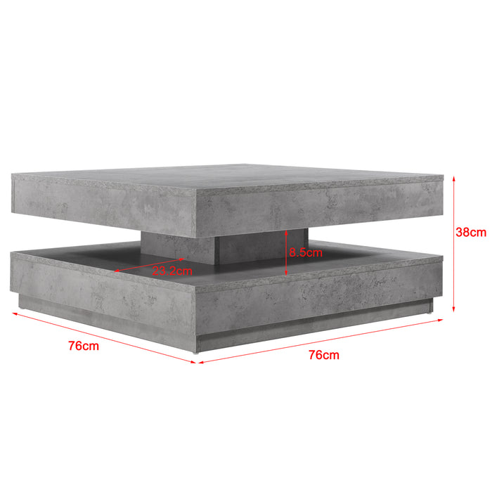 Tavolino da Caffè Florenz con Piano Girevole per Salotto Soggiorno 76 x 76 x 38 cm - Effetto Cemento [en.casa]