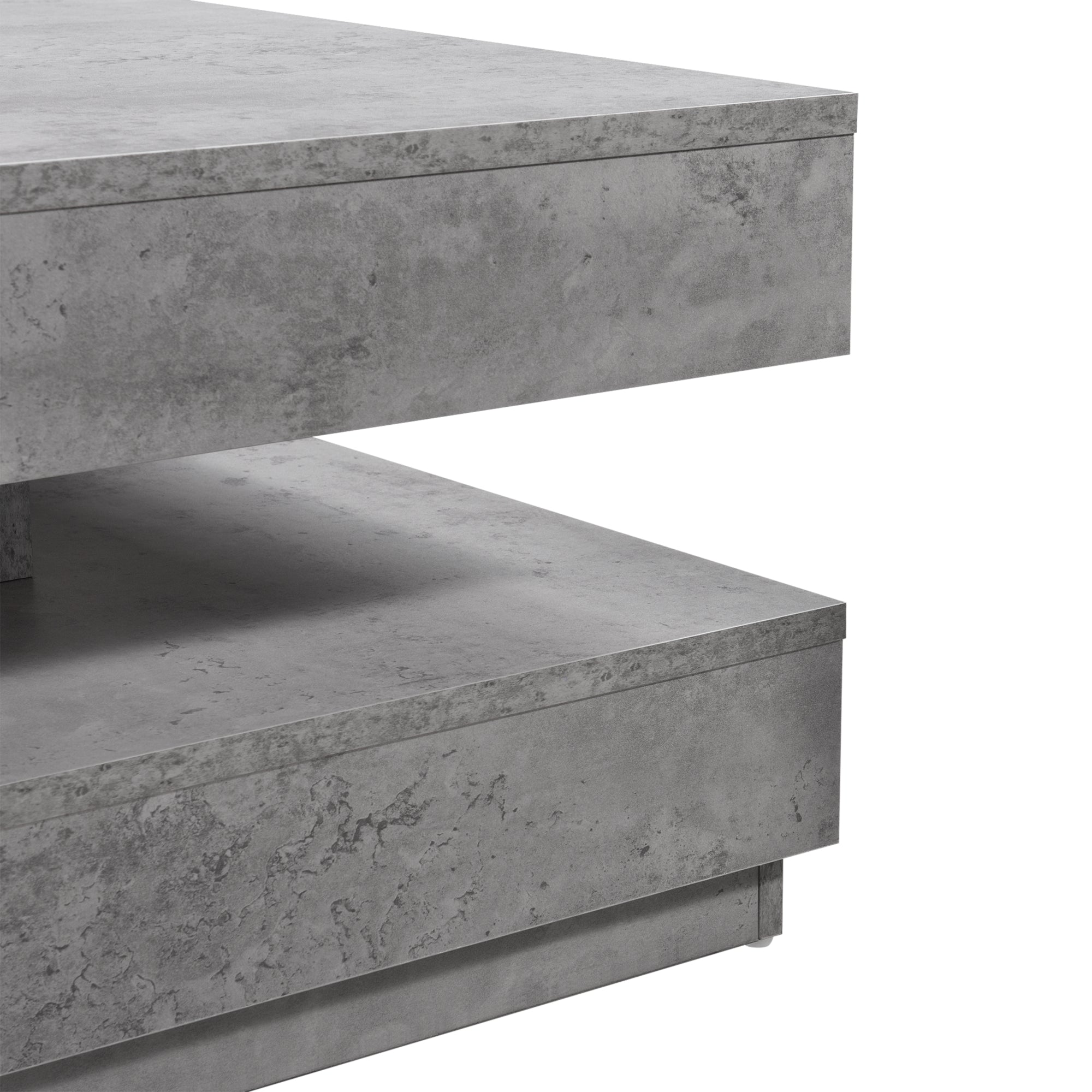 Tavolino da Caffè Florenz con Piano Girevole per Salotto Soggiorno 76 x 76 x 38 cm - Effetto Cemento [en.casa]