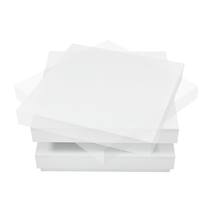 Tavolino da Caffè Florenz con Piano Girevole per Salotto Soggiorno 76 x 76 x 38 cm - Bianco [en.casa]