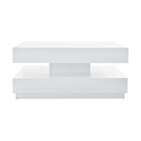 Tavolino da Caffè Florenz con Piano Girevole per Salotto Soggiorno 76 x 76 x 38 cm - Bianco [en.casa]