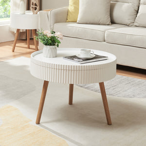 Tavolino Basso da Salotto Bongard 45xØ60 cm, Bianco [en.casa]