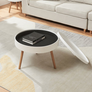 Tavolino Basso da Salotto Bongard 45xØ60 cm, Bianco [en.casa]