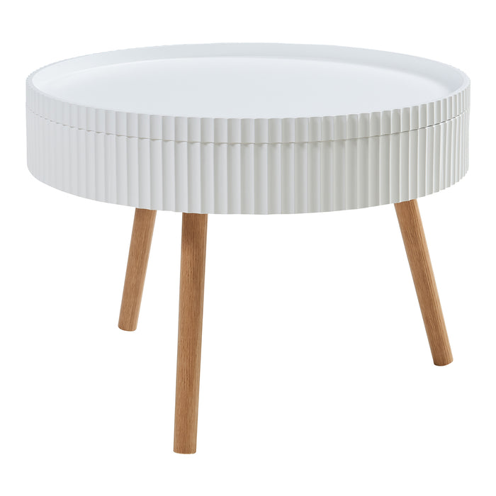 Tavolino Basso da Salotto Bongard 45xØ60 cm, Bianco [en.casa]