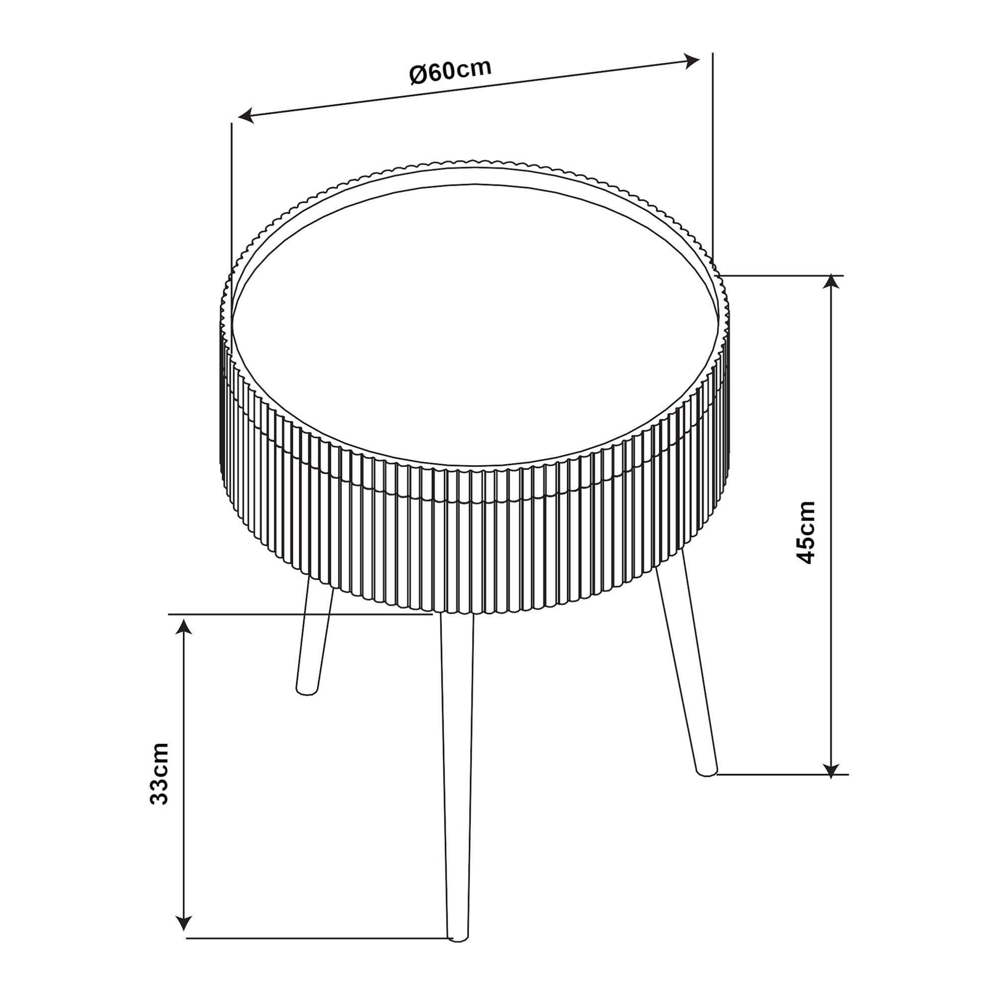Tavolino Basso da Salotto Bongard 45xØ60 cm, Bianco [en.casa]