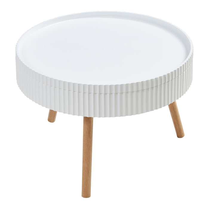 Tavolino Basso da Salotto Bongard 45xØ60 cm, Bianco [en.casa]