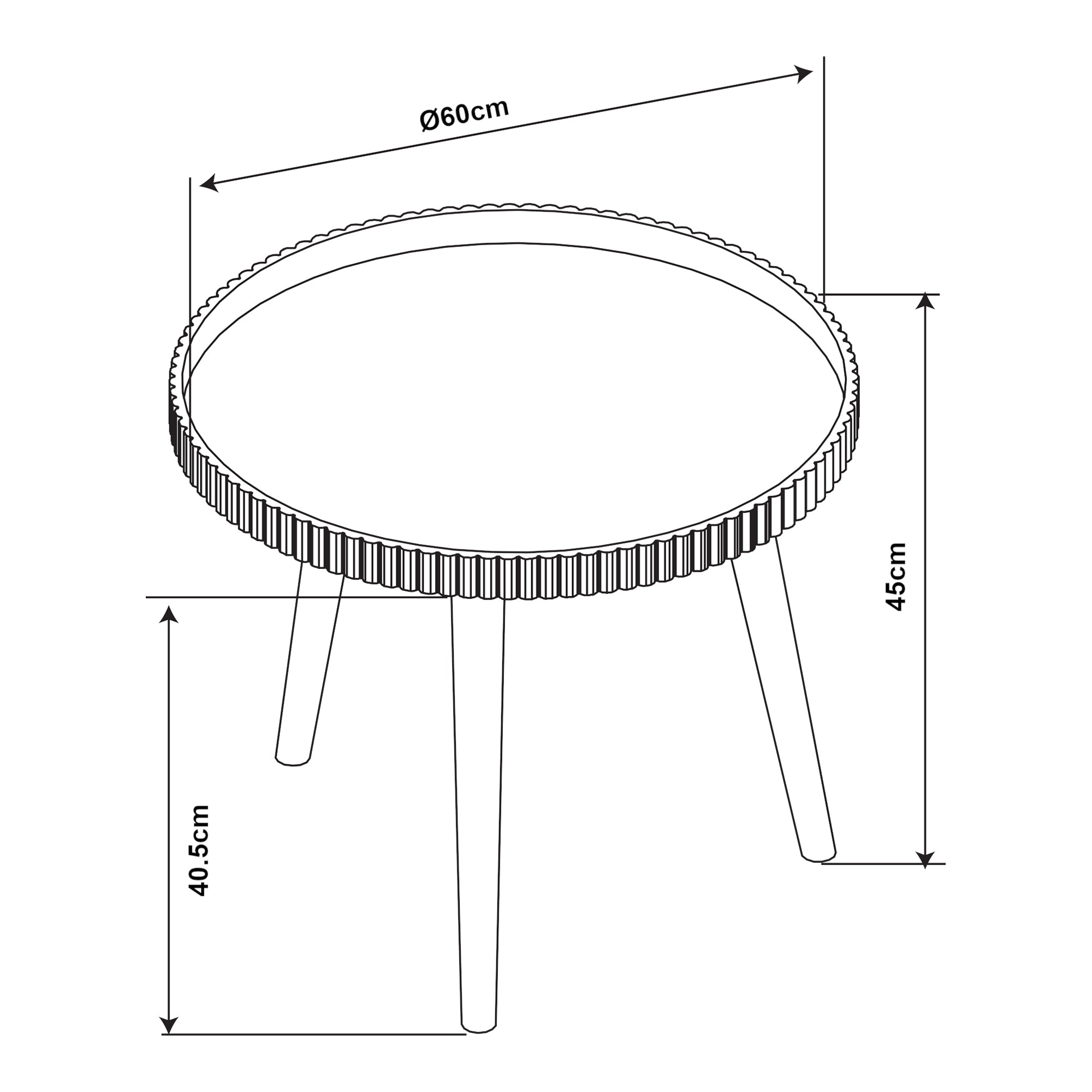 Tavolino Basso Bongard con Piano Rotondo - Bianco [en.casa]