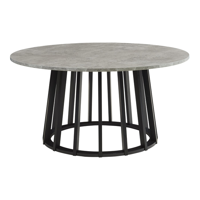 Tavolino Rotondo da Caffè Buzzard Ø90x45 cm - Nero / Effetto Cemento [en.casa]