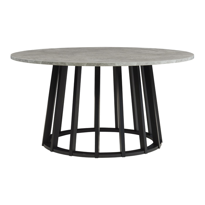 Tavolino Rotondo da Caffè Buzzard Ø90x45 cm - Nero / Effetto Cemento [en.casa]