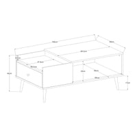 Tavolino Basso da Salotto Hallevil con Cassetto e Vano Aperto 106 x 59 x 44 cm - Bianco [en.casa]