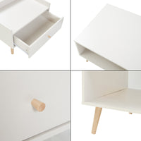 Tavolino Basso da Salotto Hallevil con Cassetto e Vano Aperto 106 x 59 x 44 cm - Bianco [en.casa]