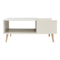 Tavolino Basso da Salotto Hallevil con Cassetto e Vano Aperto 106 x 59 x 44 cm - Bianco [en.casa]