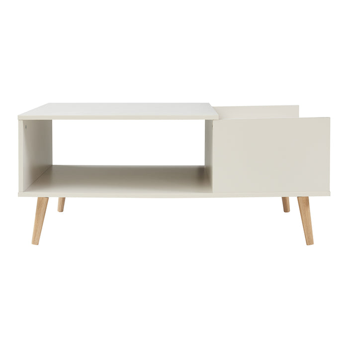 Tavolino Basso da Salotto Hallevil con Cassetto e Vano Aperto 106 x 59 x 44 cm - Bianco [en.casa]