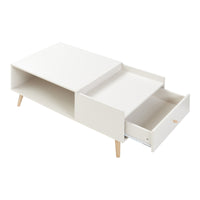 Tavolino Basso da Salotto Hallevil con Cassetto e Vano Aperto 106 x 59 x 44 cm - Bianco [en.casa]