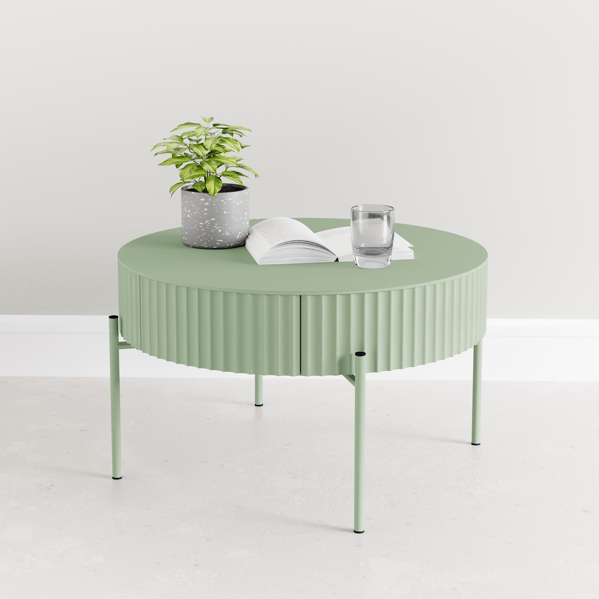 Tavolino da Caffè Rill con Cassetto 36 x Ø60 cm - Menta Verde [en.casa]