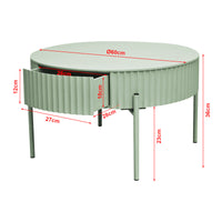 Tavolino da Caffè Rill con Cassetto 36 x Ø60 cm - Menta Verde [en.casa]