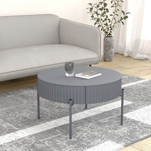 Tavolino da Caffè Rill con Cassetto 36 x Ø60 cm - Grigio [en.casa]