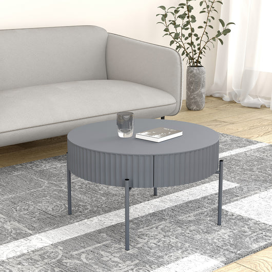 Tavolino da Caffè Rill con Cassetto 36 x Ø60 cm - Grigio [en.casa]