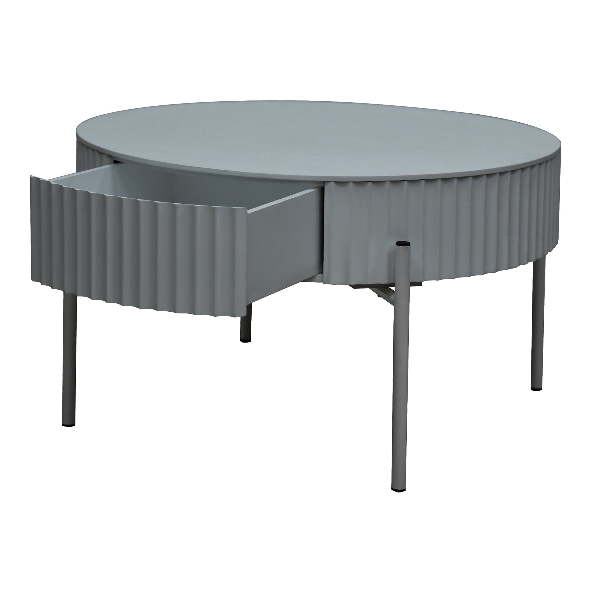 Tavolino da Caffè Rill con Cassetto 36 x Ø60 cm - Grigio [en.casa]