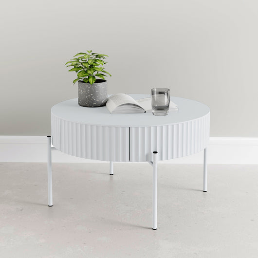 Tavolino da Caffè Rill con Cassetto 36 x Ø60 cm - Bianco [en.casa]
