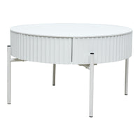 Tavolino da Caffè Rill con Cassetto 36 x Ø60 cm - Bianco [en.casa]