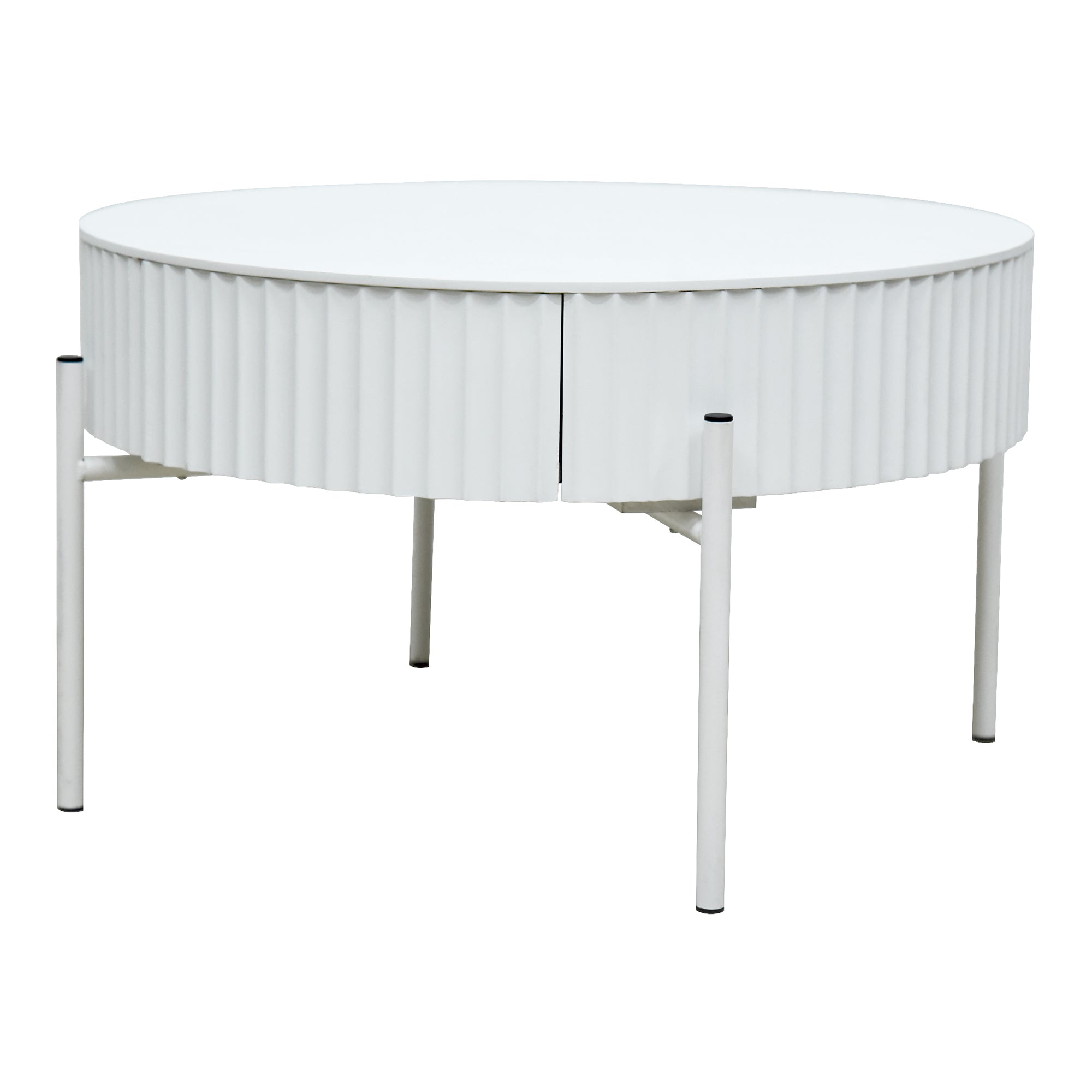 Tavolino da Caffè Rill con Cassetto 36 x Ø60 cm - Bianco [en.casa]