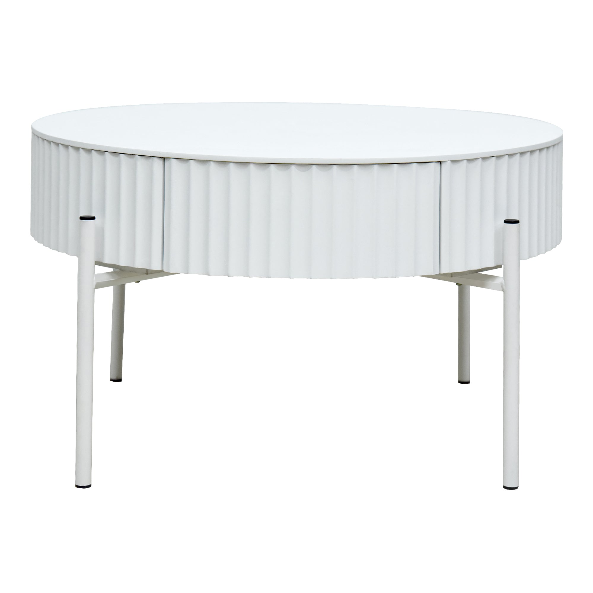 Tavolino da Caffè Rill con Cassetto 36 x Ø60 cm - Bianco [en.casa]