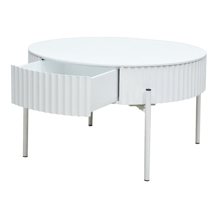 Tavolino da Caffè Rill con Cassetto 36 x Ø60 cm - Bianco [en.casa]