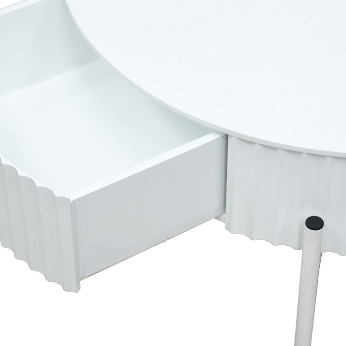 Tavolino da Caffè Rill con Cassetto 36 x Ø60 cm - Bianco [en.casa]