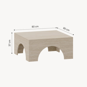 Tavolino da Salotto Vivatka con Piano Quadrato 80 x 80 x 37 cm - Colore Travertino [en.casa]