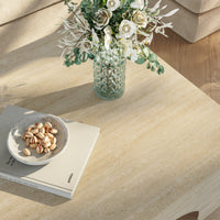 Tavolino da Salotto Vivatka con Piano Quadrato 80 x 80 x 37 cm - Colore Travertino [en.casa]