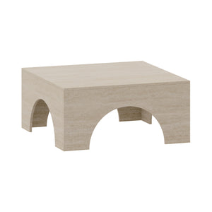 Tavolino da Salotto Vivatka con Piano Quadrato 80 x 80 x 37 cm - Colore Travertino [en.casa]