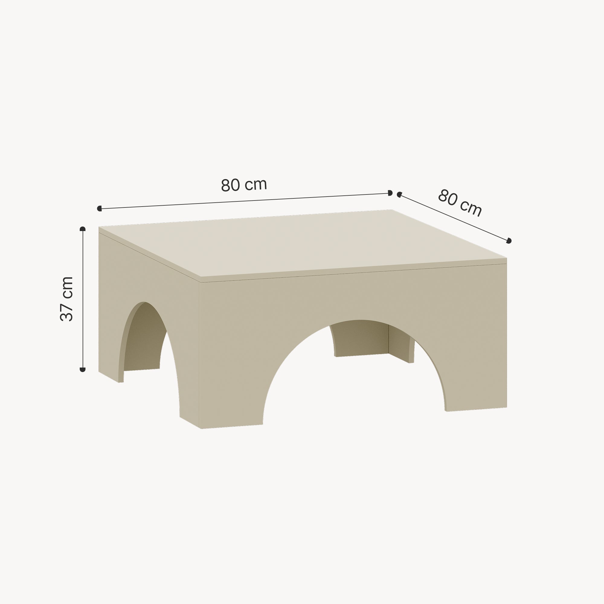 Tavolino da Salotto Vivatka con Piano Quadrato 80 x 80 x 37 cm - Colore Sabbia [en.casa]