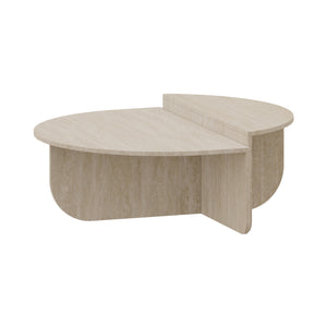 Tavolino Basso da Salotto Tondesdaslo con 2 Piani Semicircolari di Diverse Misure - Travertino [en.casa]