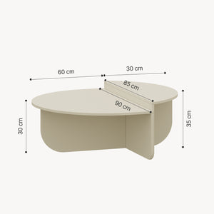 Tavolino Basso da Salotto Tondesdaslo con 2 Piani Semicircolari di Diverse Misure - Sabbia [en.casa]