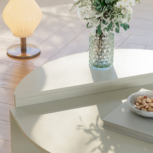 Tavolino Basso da Salotto Tondesdaslo con 2 Piani Semicircolari di Diverse Misure - Sabbia [en.casa]