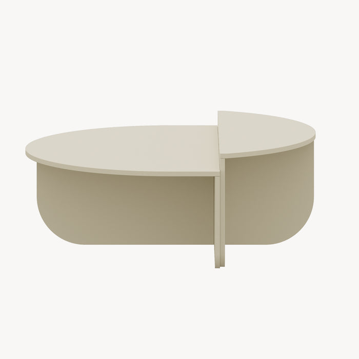 Tavolino Basso da Salotto Tondesdaslo con 2 Piani Semicircolari di Diverse Misure - Sabbia [en.casa]