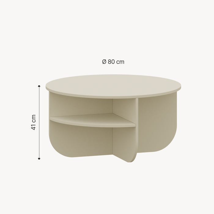 Tavolino Rotondo Reykhon Ø80 x 41 cm Color Avena Oatmeal [en.casa]