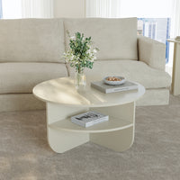 Tavolino Rotondo Reykhon Ø80 x 41 cm Color Avena Oatmeal [en.casa]