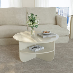 Tavolino Rotondo Reykhon Ø80 x 41 cm Color Avena Oatmeal [en.casa]