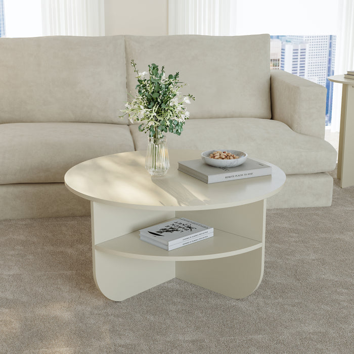 Tavolino Rotondo Reykhon Ø80 x 41 cm Color Avena Oatmeal [en.casa]