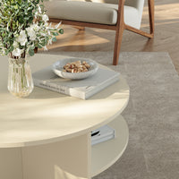 Tavolino Rotondo Reykhon Ø80 x 41 cm Color Avena Oatmeal [en.casa]