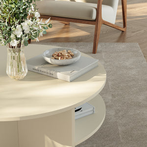 Tavolino Rotondo Reykhon Ø80 x 41 cm Color Avena Oatmeal [en.casa]