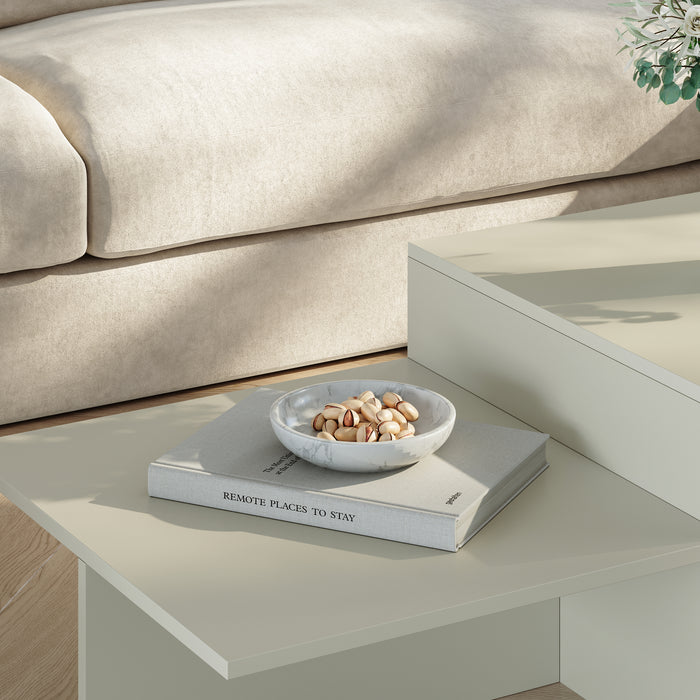 Tavolino da Salotto Taniena a Doppio Livello 100x55x35 cm Color Avena Oatmeal [en.casa]