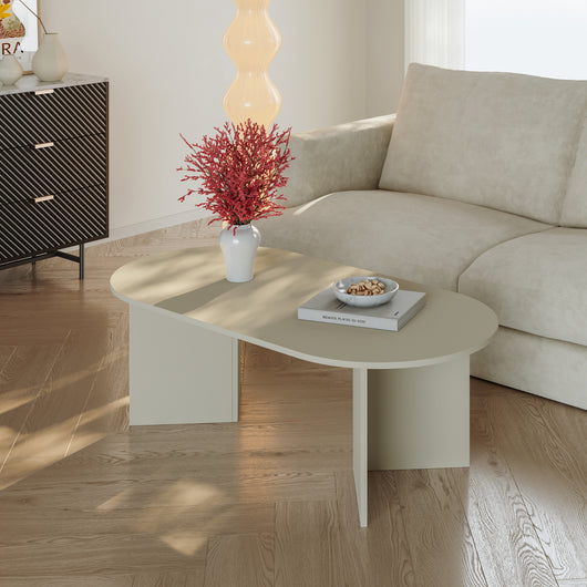 Tavolino da Salotto Kynd con Piano Ovale 119 x 60 x 40 cm - Color Avena Oatmeal [en.casa]