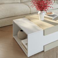 Tavolino da Salotto Eljak con Scomparti Laterali 110x57x31 cm Bianco / Avena Oatmeal [en.casa]