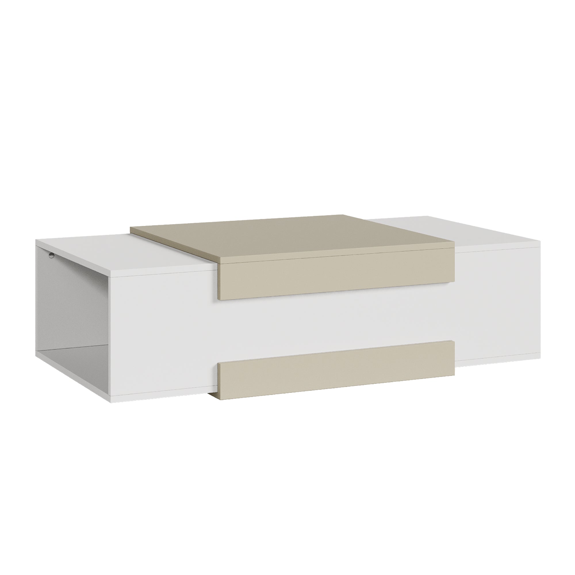 Tavolino da Salotto Eljak con Scomparti Laterali 110x57x31 cm Bianco / Avena Oatmeal [en.casa]