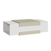 Tavolino da Salotto Eljak con Scomparti Laterali 110x57x31 cm Bianco / Avena Oatmeal [en.casa]
