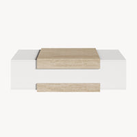 Tavolino da Salotto Eljak con Scomparti Laterali 110x57x31 cm Bianco / Avorio Travertin [en.casa]